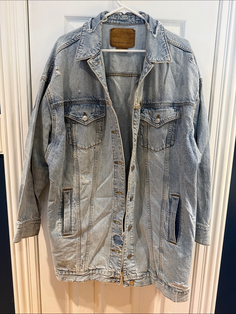 American Eagle Outfitters Light Wash Denim Trucker Jacket - Women's